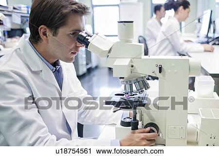 Male laboratory assistant using microscope. View Large Photo Image Stock Image - Male laboratory assistant using microscope.. Fotosearch
