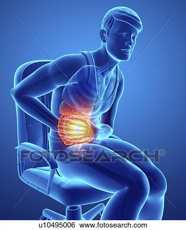 Man with abdominal pain, computer illustration. View Large Photo Image Stock Photograph - Man with abdominal pain, computer illustration.. Fotosearch