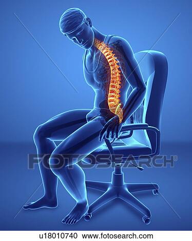 Stock Image - Man with back pain, computer illustration.. Fotosearch