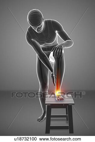 Stock Image - Man with foot pain, computer illustration.. Fotosearch