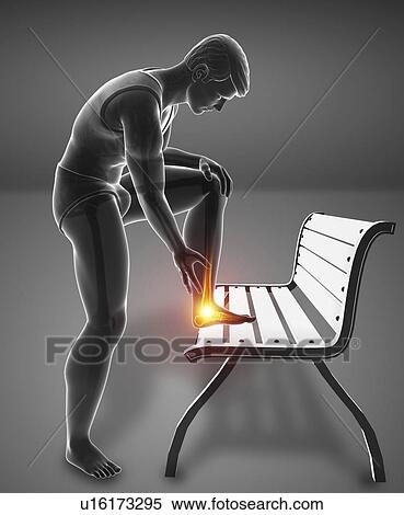 Stock Photography - Man with foot pain, computer illustration.. Fotosearch