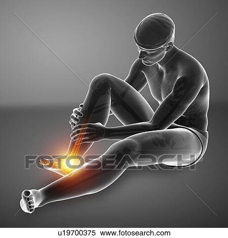 Stock Photography - Man with foot pain, computer illustration.. Fotosearch