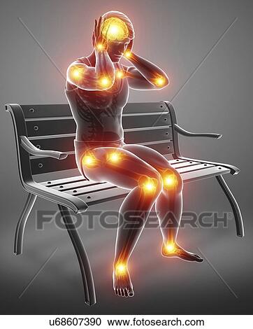 Stock Image - Man with joint pain, computer illustration.. Fotosearch