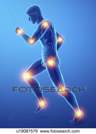 Stock Photo - Man with joint pain, computer illustration.. Fotosearch