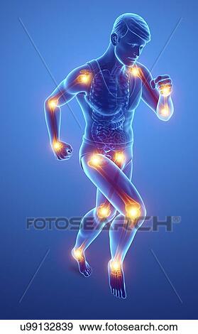Stock Photo - Man with joint pain, computer illustration.. Fotosearch