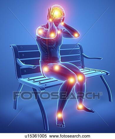 Stock Photography - Man with joint pain, computer illustration.. Fotosearch