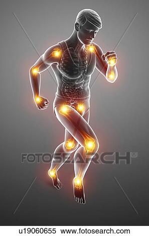 Stock Photography - Man with joint pain, computer illustration.. Fotosearch
