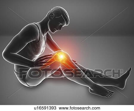Stock Image - Man with knee pain, computer illustration.. Fotosearch