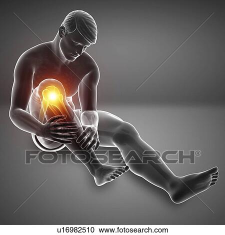 Stock Image - Man with knee pain, computer illustration.. Fotosearch