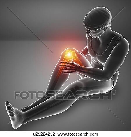 Stock Image - Man with knee pain, computer illustration.. Fotosearch