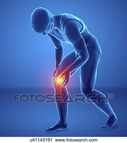 Stock Image - Man with knee pain, computer illustration.. Fotosearch