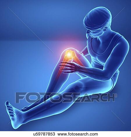 Stock Image - Man with knee pain, computer illustration.. Fotosearch