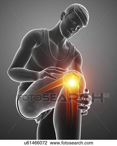 Stock Image - Man with knee pain, computer illustration.. Fotosearch