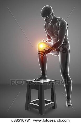 Stock Image - Man with knee pain, computer illustration.. Fotosearch