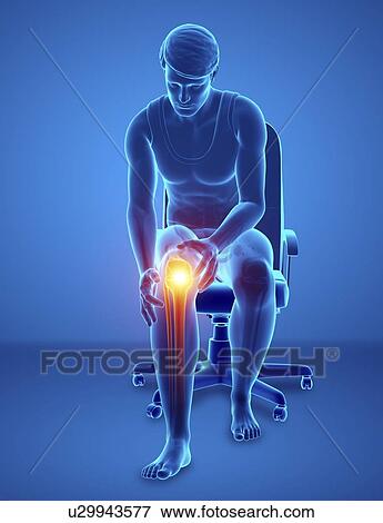 Stock Photo - Man with knee pain, computer illustration.. Fotosearch