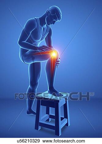 Stock Photo - Man with knee pain, computer illustration.. Fotosearch