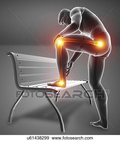 Stock Photo - Man with knee pain, computer illustration.. Fotosearch