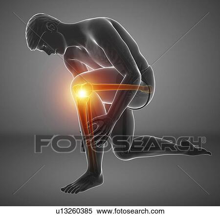Stock Photography - Man with knee pain, computer illustration.. Fotosearch