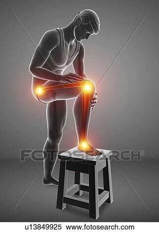 Stock Photography - Man with knee pain, computer illustration.. Fotosearch