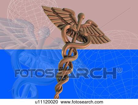 Stock Image - Medical caduceus, illustration.. Fotosearch