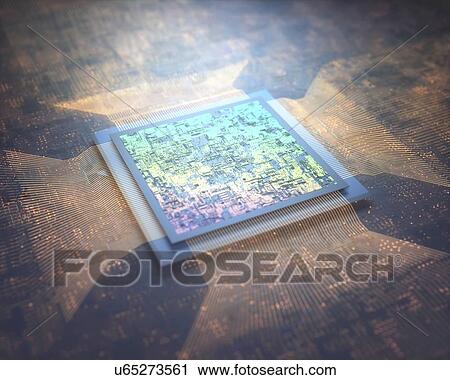 Microchip, illustration. View Large Photo Image Stock Image - Microchip, illustration.. Fotosearch