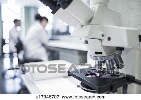 Stock Photo - Microscope in laboratory, close up.. Fotosearch