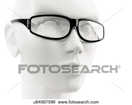 Stock Photograph - Model head with glasses, illustration.. Fotosearch