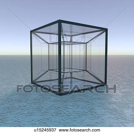 Stock Photo - Model of a tesseract, or hypercube, in an otherworldly setting.. Fotosearch