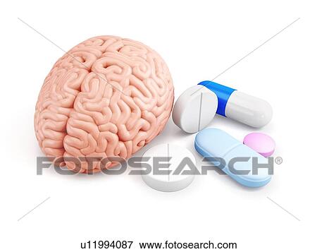 Model of human brain and pills to improve memory. 3D illustration. View Large Photo Image Stock Photo - Model of human brain and pills to improve memory. 3D illustration.. Fotosearch