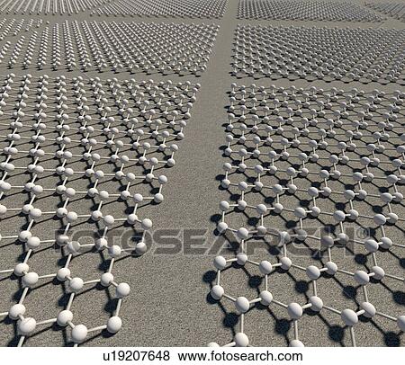 Stock Photo - Molecular model of sheets of silicene showing its buckled structure. Silicene is a two-dimensional allotrope (form) of silicon.. Fotosearch