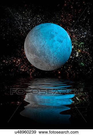 Moon reflecting on water, illustration. View Large Photo Image Stock Photo - Moon reflecting on water, illustration.. Fotosearch