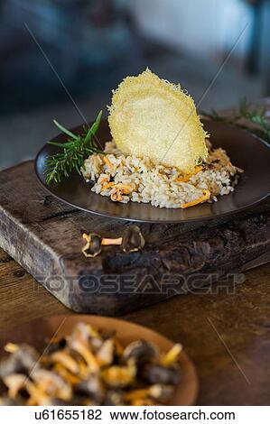 Stock Image - Mushroom risotto meal. Fotosearch