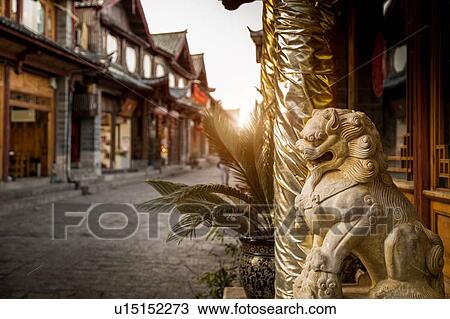 Old town of Lijiang at sunrise, Yunnan, China View Large Photo Image Stock Image - Old town of Lijiang at sunrise, Yunnan, China. Fotosearch