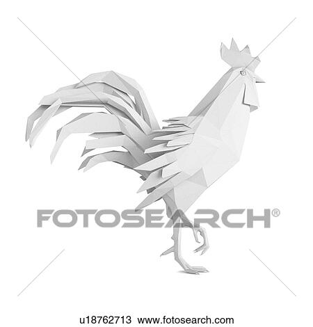 Origami rooster, illustration. View Large Photo Image Stock Image - Origami rooster, illustration.. Fotosearch