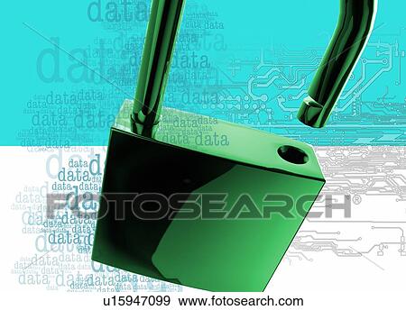 Stock Photo - Padlock and data, illustration.. Fotosearch