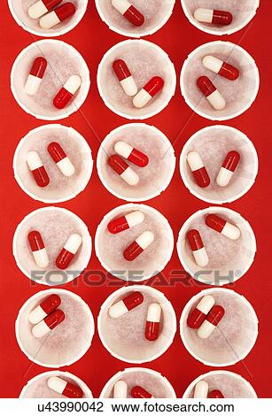 Paper medicine pots with red and white drug capsules. View Large Photo Image Stock Image - Paper medicine pots with red and white drug capsules.. Fotosearch