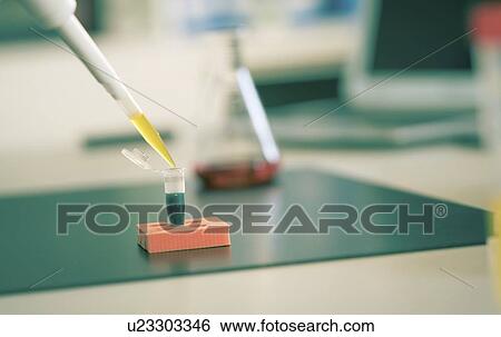 Stock Photograph - Pipetting sample.. Fotosearch