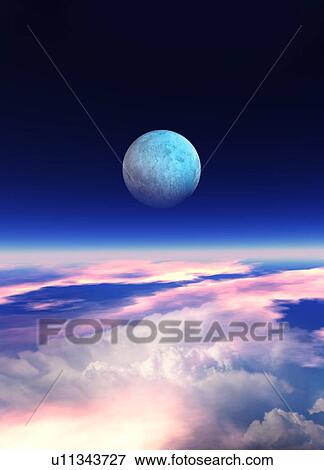 Planet and clouds, illustration. View Large Photo Image Stock Photo - Planet and clouds, illustration.. Fotosearch