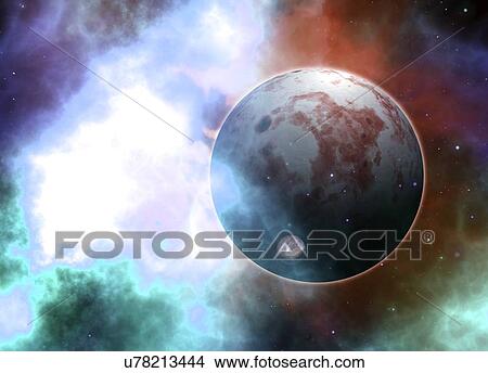 Picture - Planet in cloud, illustration.. Fotosearch