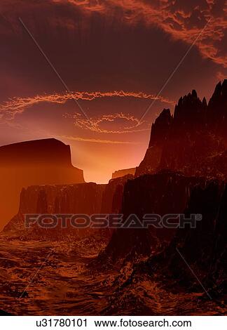 Stock Image - Planet surface, illustration.. Fotosearch