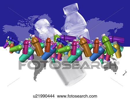 Plastic bottles and world map, illustration. View Large Photo Image Picture - Plastic bottles and world map, illustration.. Fotosearch