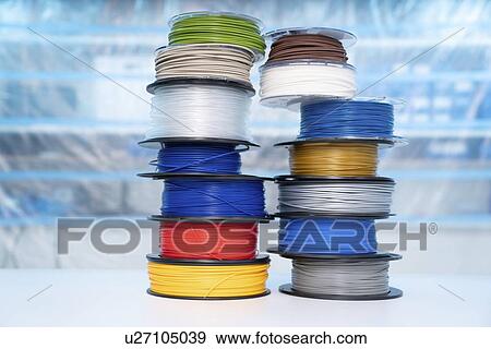 Plastic filaments for 3D printing. View Large Photo Image Stock Photo - Plastic filaments for 3D printing.. Fotosearch