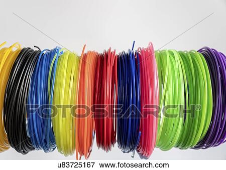 Stock Photo - Plastic filaments for 3D printing.. Fotosearch
