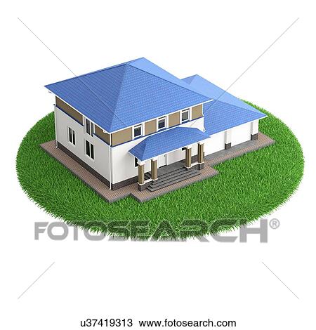 Private house on lawn icon isolated on white background. 3D illustration. View Large Photo Image Stock Image - Private house on lawn icon isolated on white background. 3D illustration.. Fotosearch