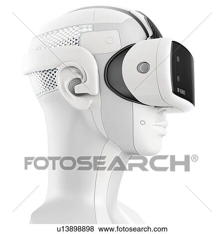 Stock Photo - Robot wearing virtual reality headset, illustration.. Fotosearch
