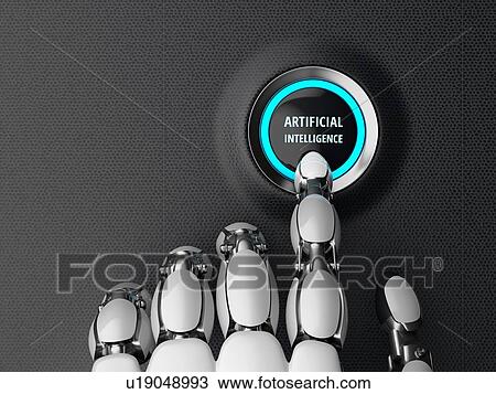 Robotic finger pressing a artificial intelligence start button. Futuristic concept. 3D illustration. View Large Photo Image Stock Image - Robotic finger pressing a artificial intelligence start button. Futuristic concept. 3D illustration.. Fotosearch