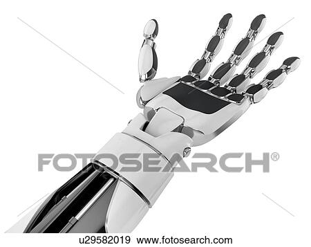 Robotic hand keeping empty palm, isolated on white background. 3d illustration. View Large Photo Image Stock Photo - Robotic hand keeping empty palm, isolated on white background. 3d illustration.. Fotosearch