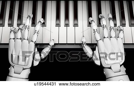 Robotic hands playing the piano, top view. Technology of self-learning neural networks. 3D illustration. View Large Photo Image Stock Image - Robotic hands playing the piano, top view. Technology of self-learning neural networks. 3D illustration.. Fotosearch