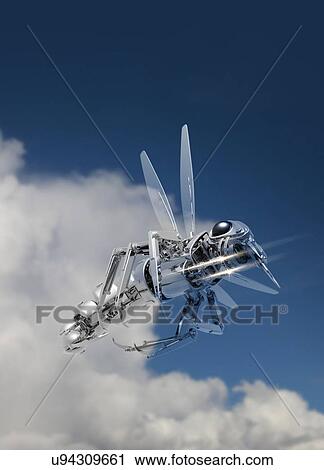 Stock Image - Robotic insect flying, illustration.. Fotosearch