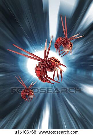 Robotic insects flying, illustration. View Large Photo Image Stock Photo - Robotic insects flying, illustration.. Fotosearch